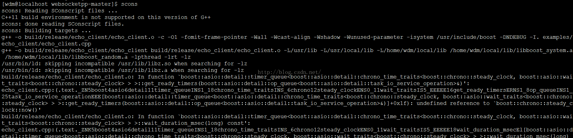 WebSocket使用（C++环境）（一） --- websocket++库的安装与使用
